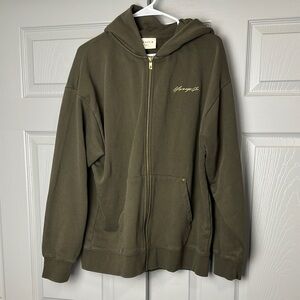 Youngla Brown Zip-Up Hoodie